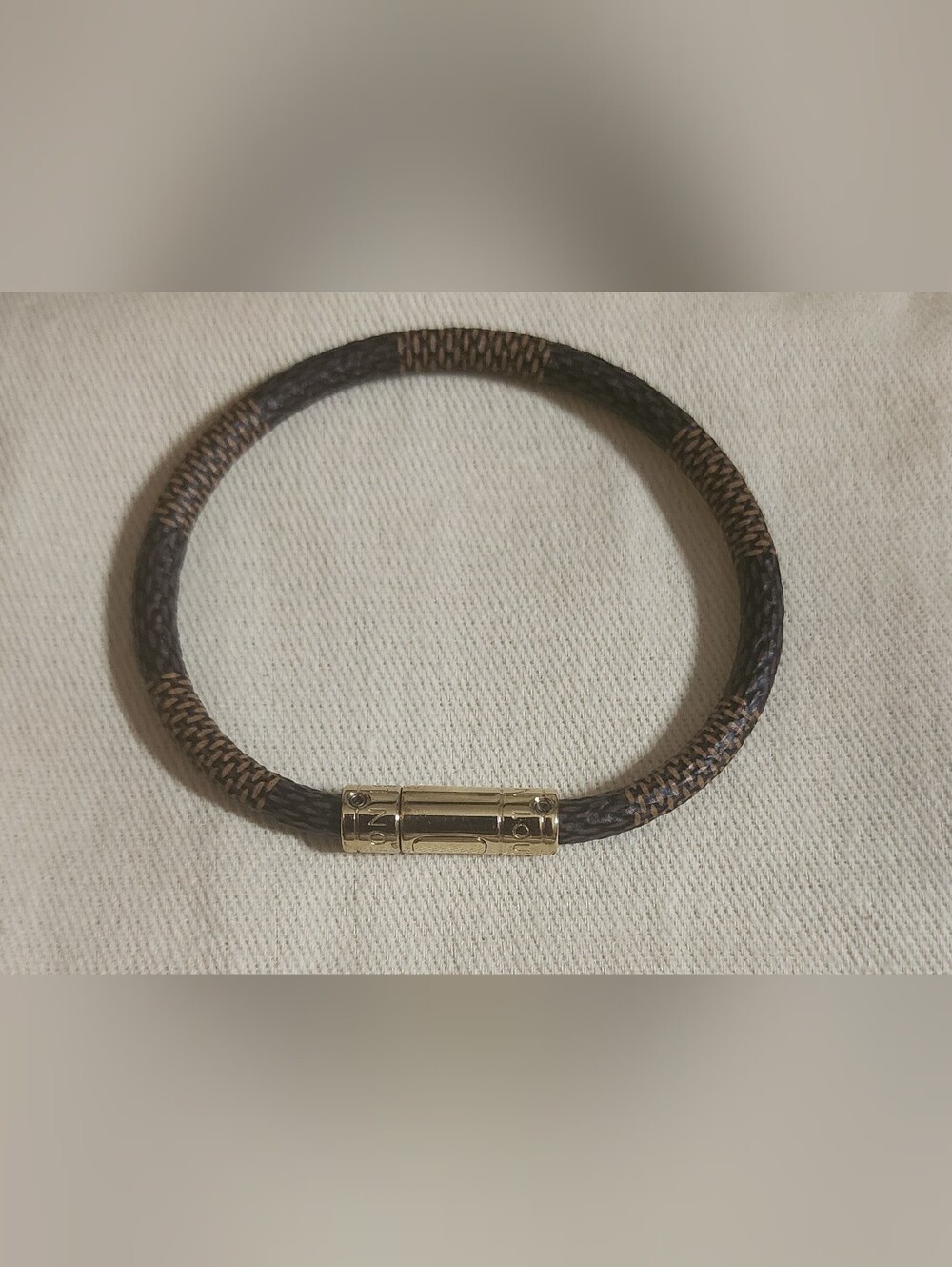 Louis Vuitton Keep It Bracelet Leather Damier Ebene With Dust Bag And Box